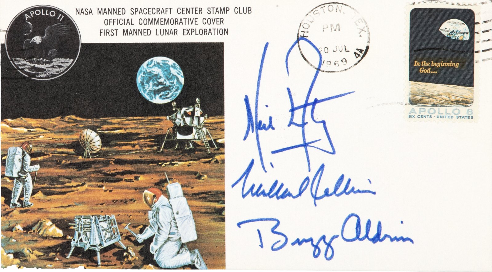 Apollo 11 Crew-Signed Type One Insurance Cover with MSCSC Cachet