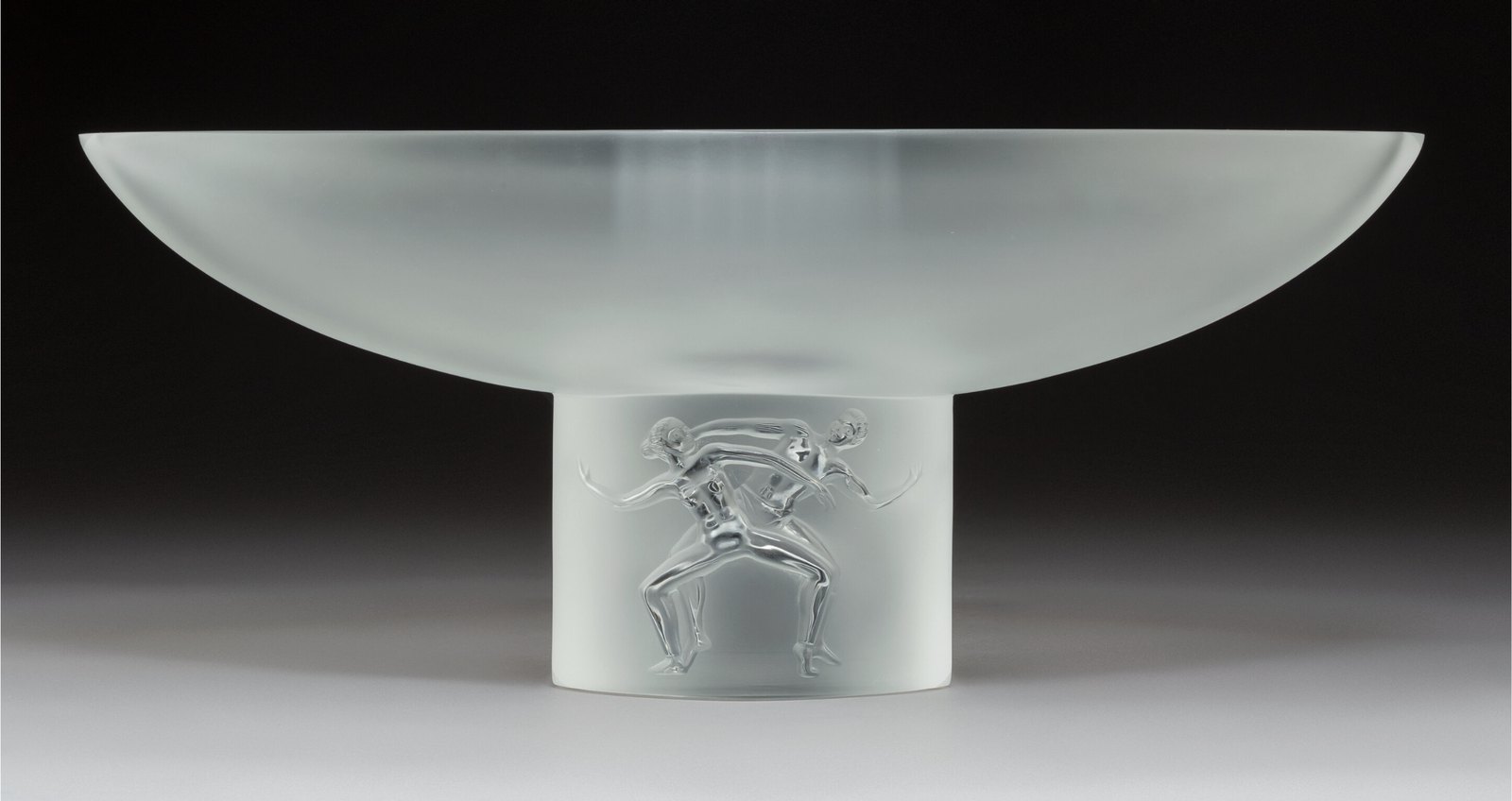 A Lalique Clear and Frosted Glass Memphis Center Bowl with Original Box, view 1 of 4