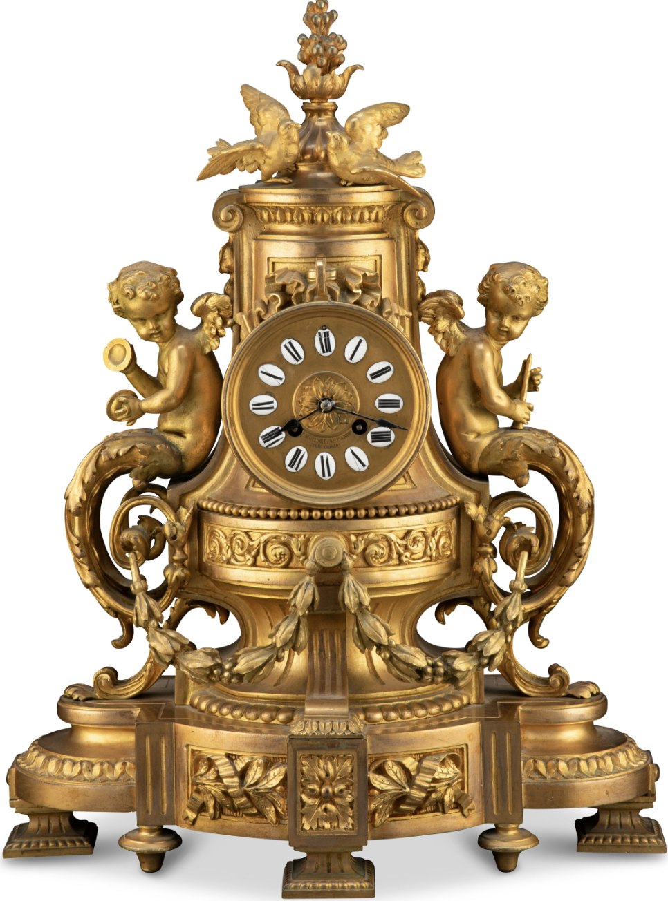 A Japy Freres Gilt Bronze Mantel Clock