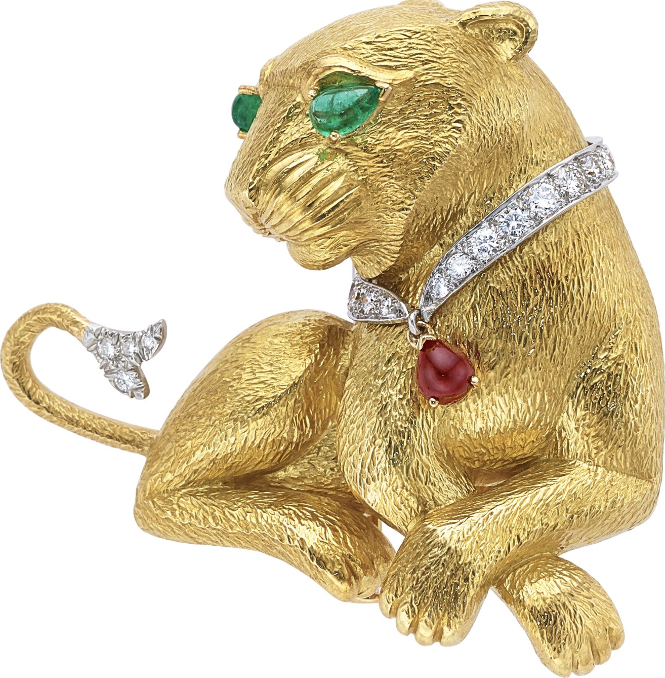Diamond, Emerald, Ruby, Platinum, Gold Brooch, David Webb